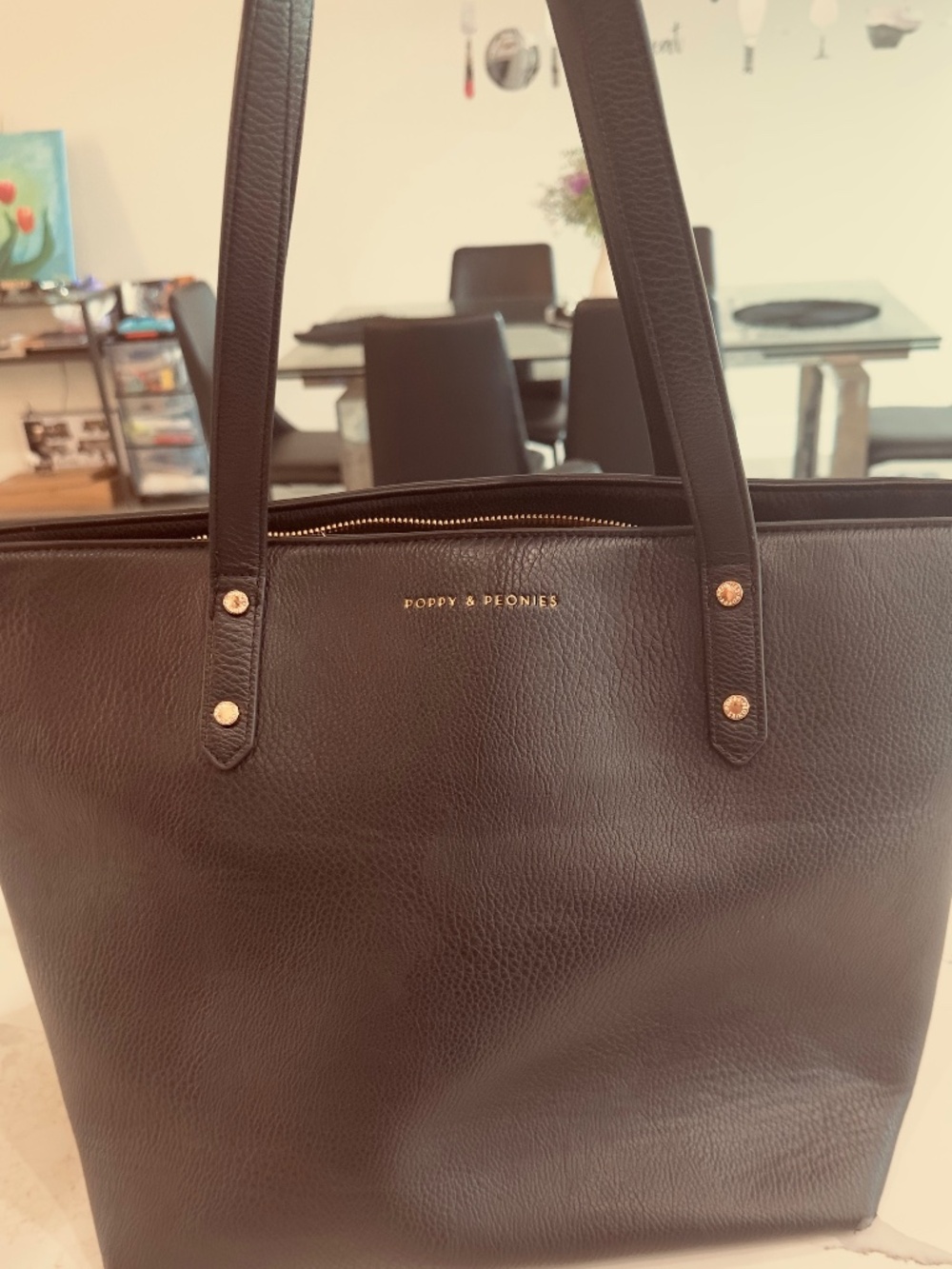 Poppy and peonies classics black go getter purse